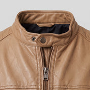 Men's Tan Leather Cafe Racer Jacket — Amwell