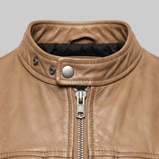 Men's Tan Leather Cafe Racer Jacket — Appleford