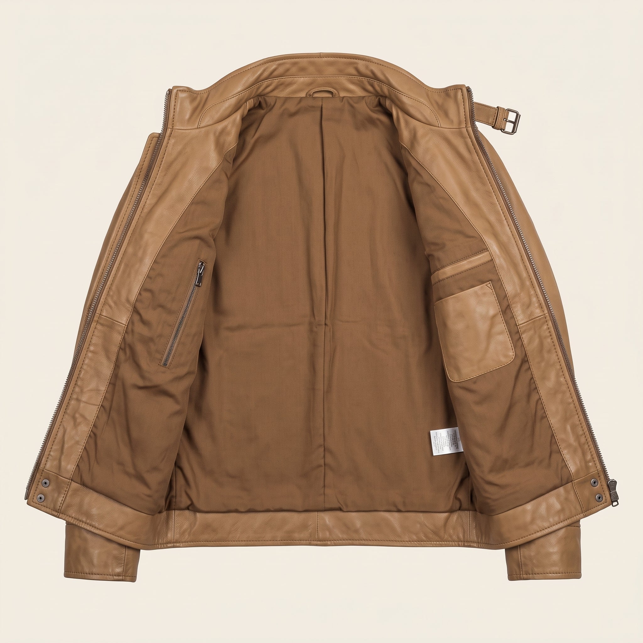 Men's Tan Leather Biker Jacket — Benedict