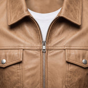 Men's Tan Leather Field Jacket — Dalehurst