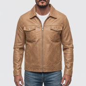 Men's Tan Leather Field Jacket — Dalehurst