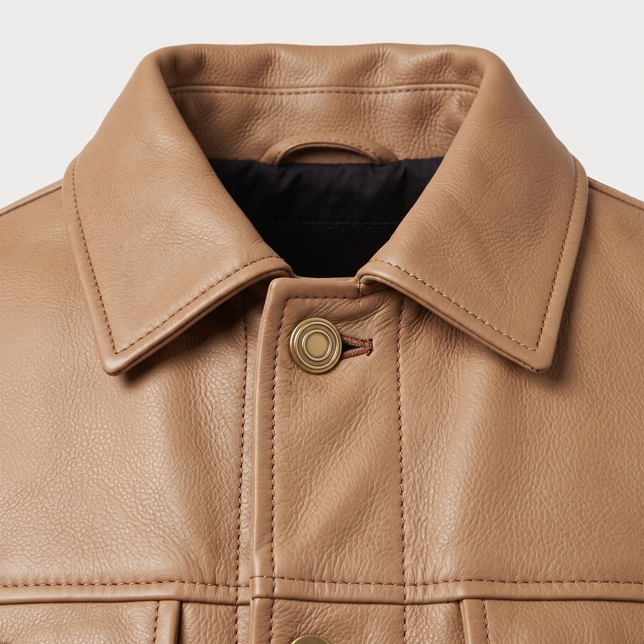 Men's Tan Leather Trucker Jacket — Baynards