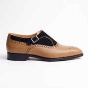 Men's Black and Tan Leather Monk Strap Shoes — Bramhall