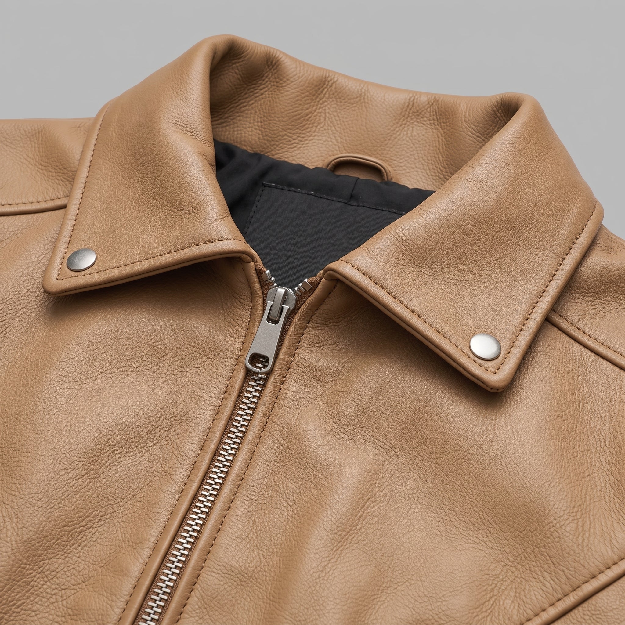 Men's Tan Leather Moto Bomber Jacket — Abberall