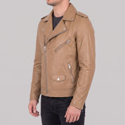 Men's Tan Leather Perfecto Jacket — Audley