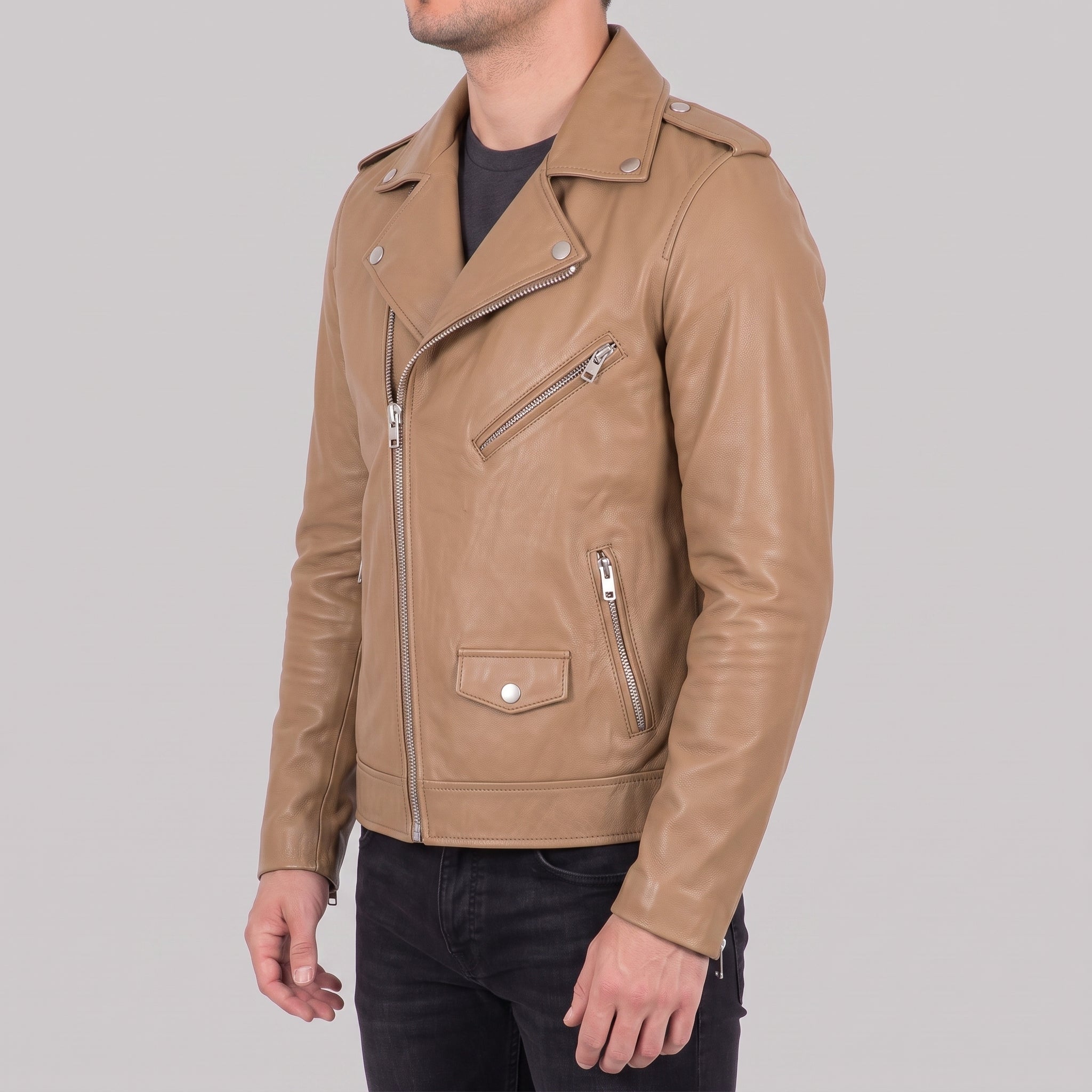 Men's Tan Leather Perfecto Jacket — Audley