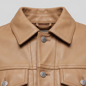 Men's Tan Leather Trucker Jacket — Nixon