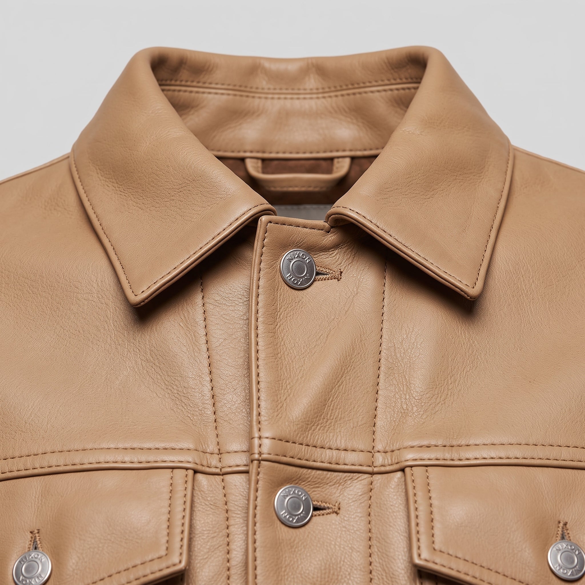Men's Tan Leather Trucker Jacket — Nixon