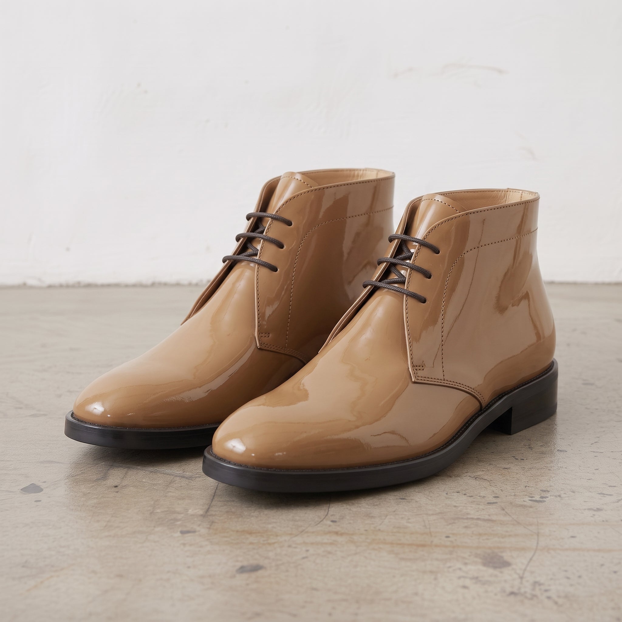 Men's Tan Patent Leather Chukka Boots — Colwood
