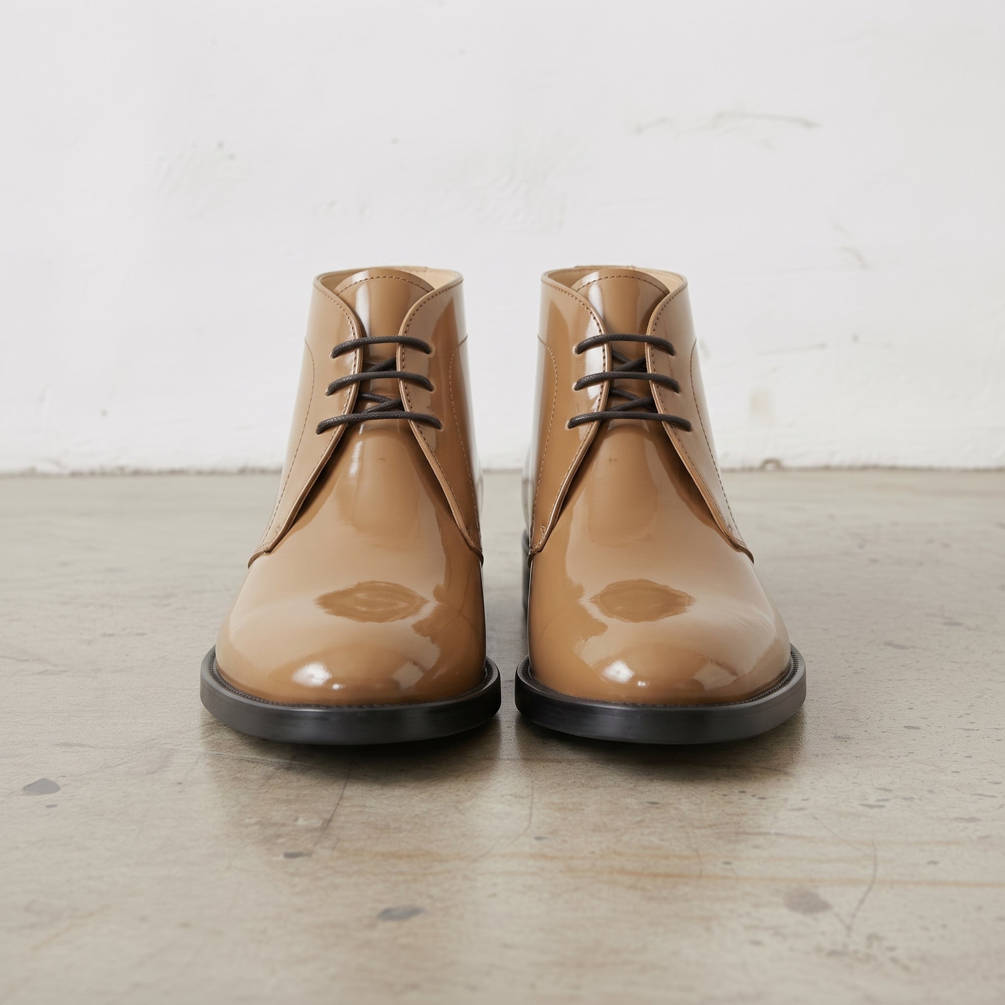 Men's Tan Patent Leather Chukka Boots — Colwood