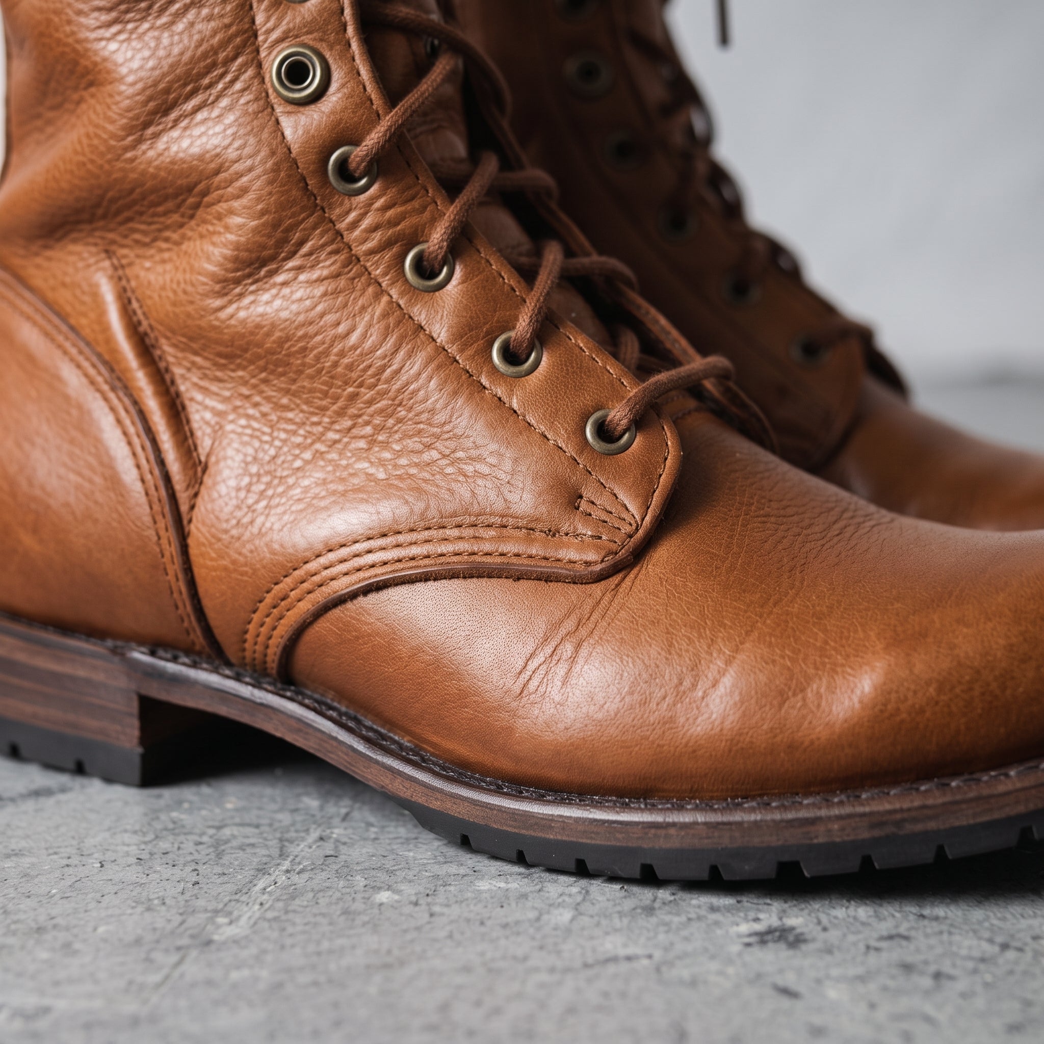Men's Tan Pebbled Leather Combat Boots — Gaston