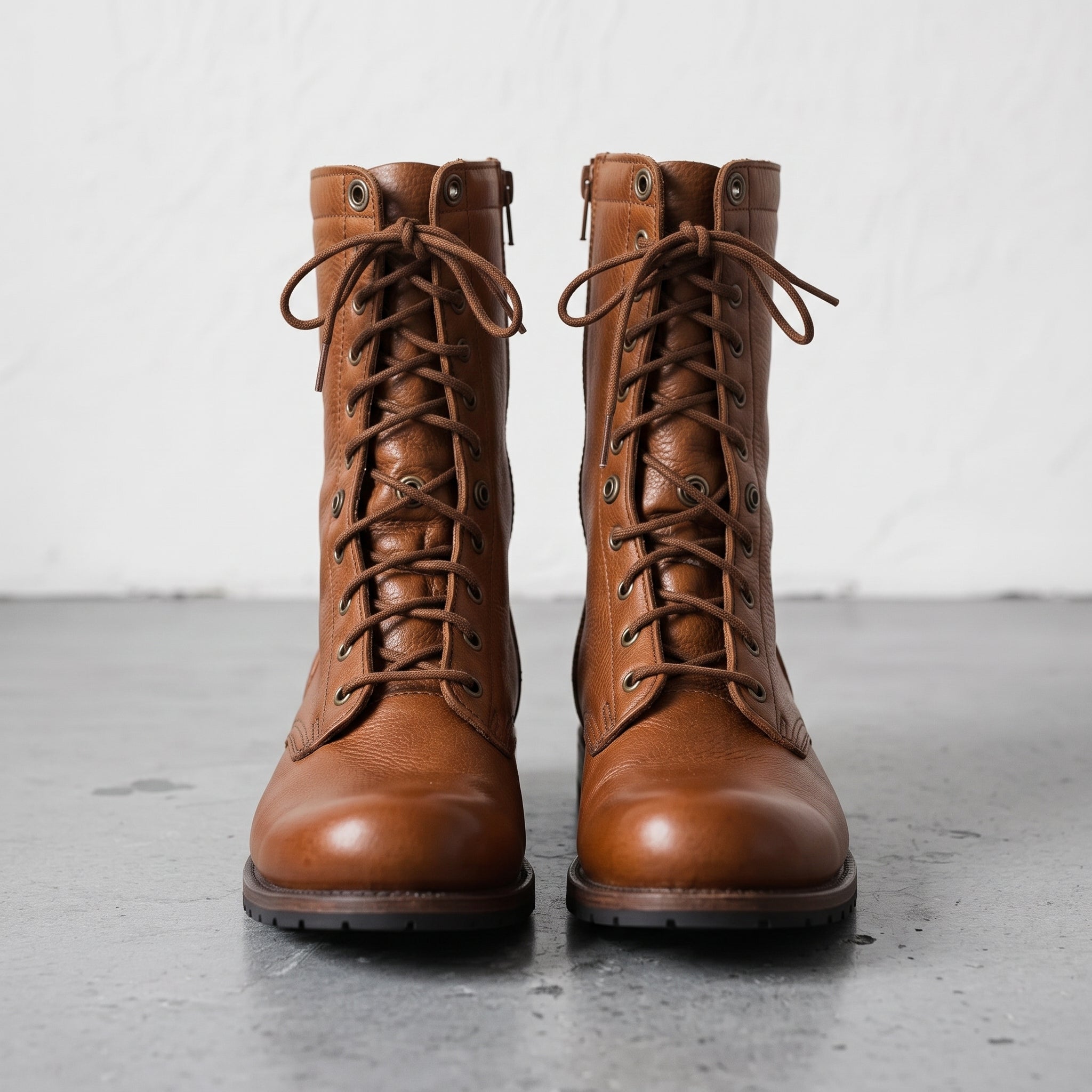Men's Tan Pebbled Leather Combat Boots — Gaston