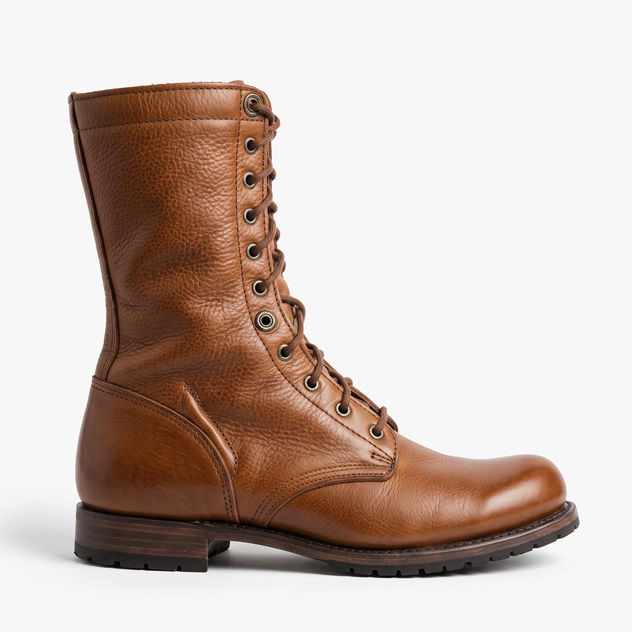 Men's Tan Pebbled Leather Combat Boots — Gaston