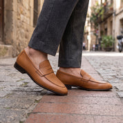 Handcrafted Men's Tan Leather Moccasin Loafers — Finsbury