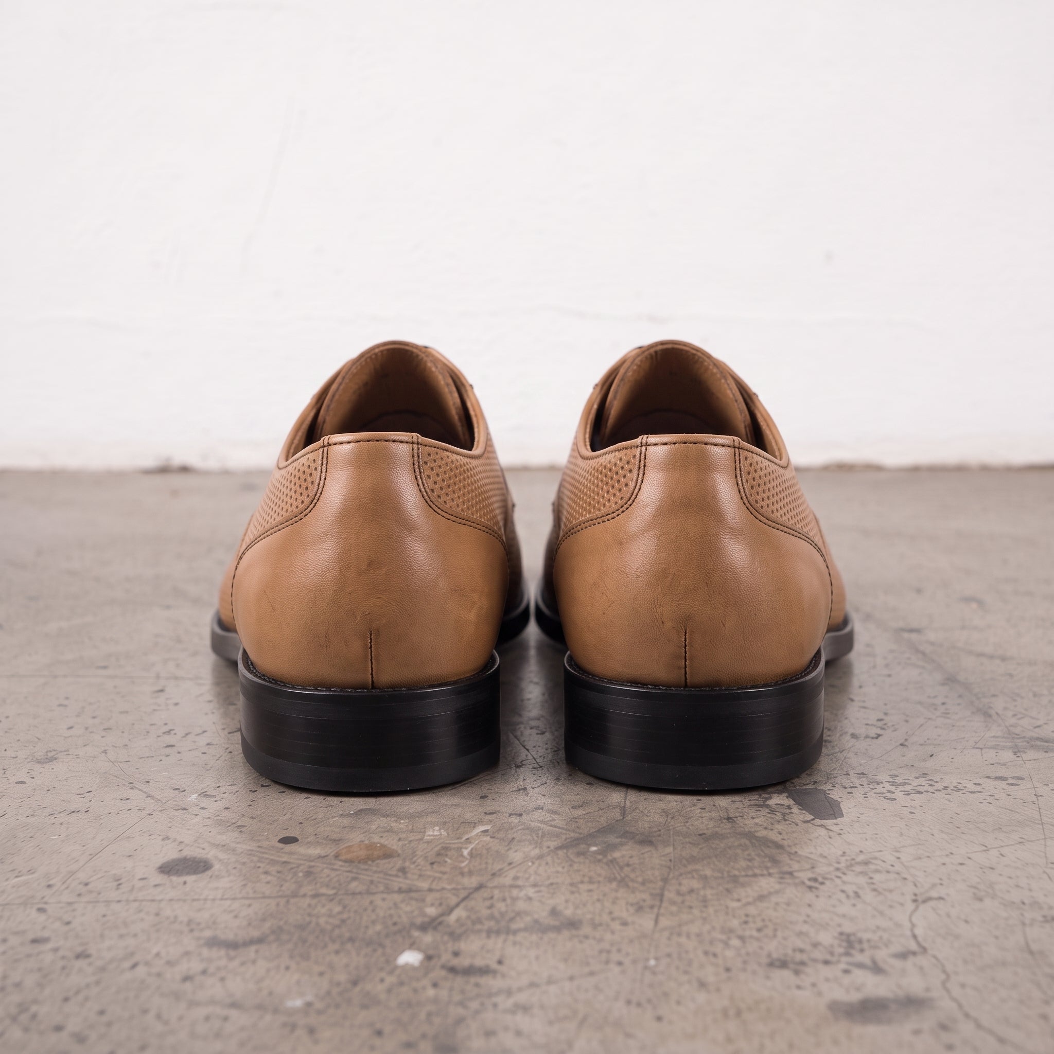 Men's Tan Perforated Leather Derby Shoes — Ingham