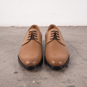 Men's Tan Perforated Leather Derby Shoes — Ingham