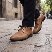 Men's Tan Perforated Leather Derby Shoes — Ingham