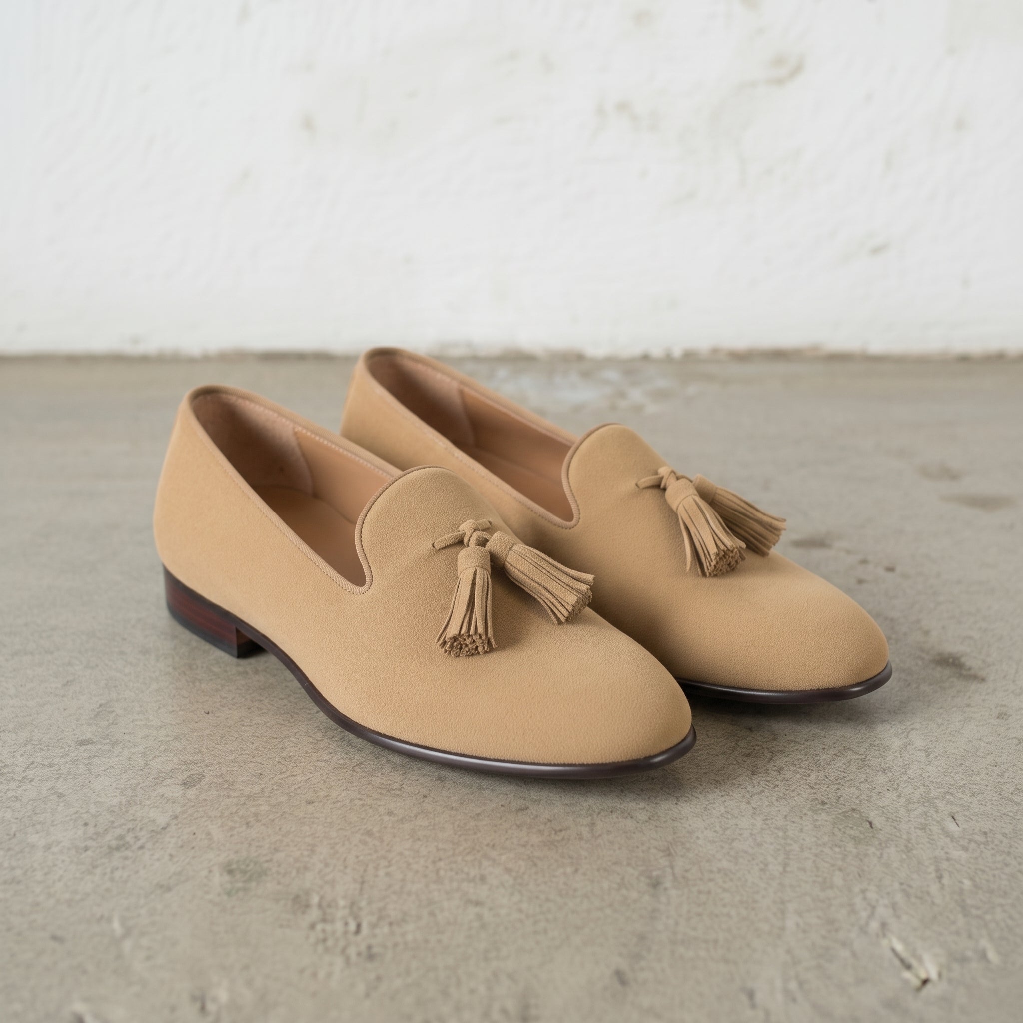 Men's Tan Plain-Toe Suede Tassel Loafers — Beaconsfield