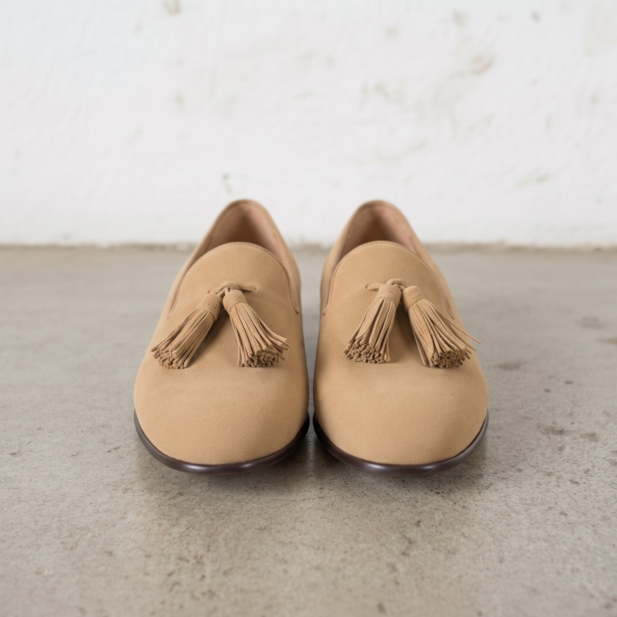 Men's Tan Plain-Toe Suede Tassel Loafers — Beaconsfield