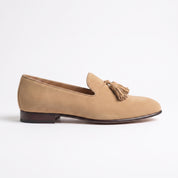 Men's Tan Plain-Toe Suede Tassel Loafers — Beaconsfield