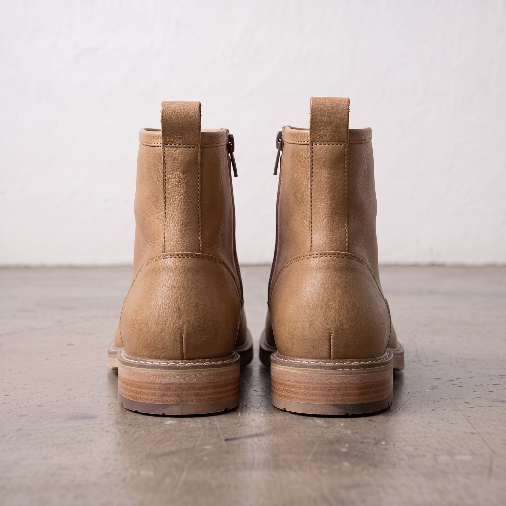 Men's Tan Plain-Toe Leather Ankle Boots — Flindell