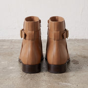Men's Tan Plain-Toe Leather Ankle Boots — Naughton