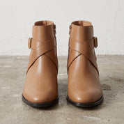 Men's Tan Plain-Toe Leather Ankle Boots — Naughton