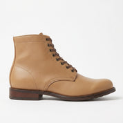 Men's Tan Plain-Toe Leather Ankle Lace-Up Boots — Crispin