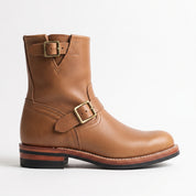 Men's Tan Plain-Toe Leather Biker Boots — Bolton