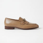 Men's Tan Apron-Toe Leather Kiltie Bit Loafers — Adney