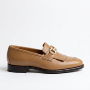 Men's Tan Plain-Toe Leather Bit Loafers — Dursley