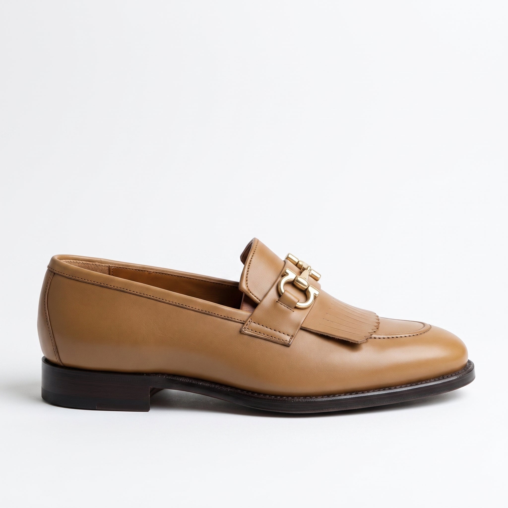 Men's Tan Plain-Toe Leather Bit Loafers — Dursley