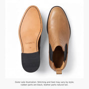 Men's Tan Plain-Toe Leather Chelsea Boots — Gatford