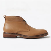 Men's Tan Plain-Toe Leather Chukka Boots — Burford