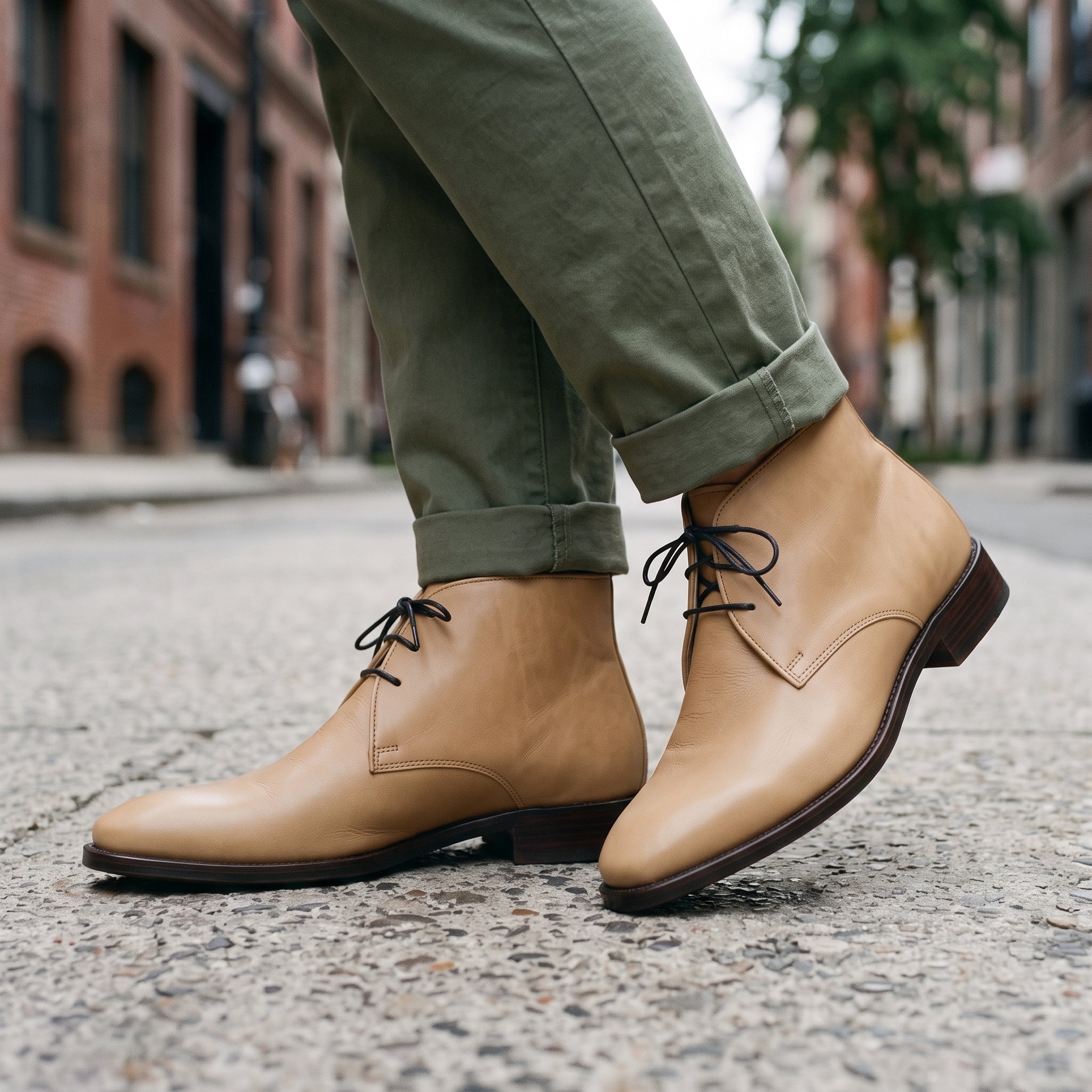 Men's Tan Plain-Toe Leather Chukka Boots — Hornsey