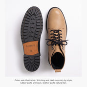 Men's Tan Plain-Toe Leather Combat Boots — Bagworth