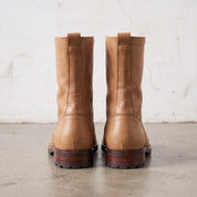 Men's Tan Plain-Toe Leather Combat Boots — Bickham
