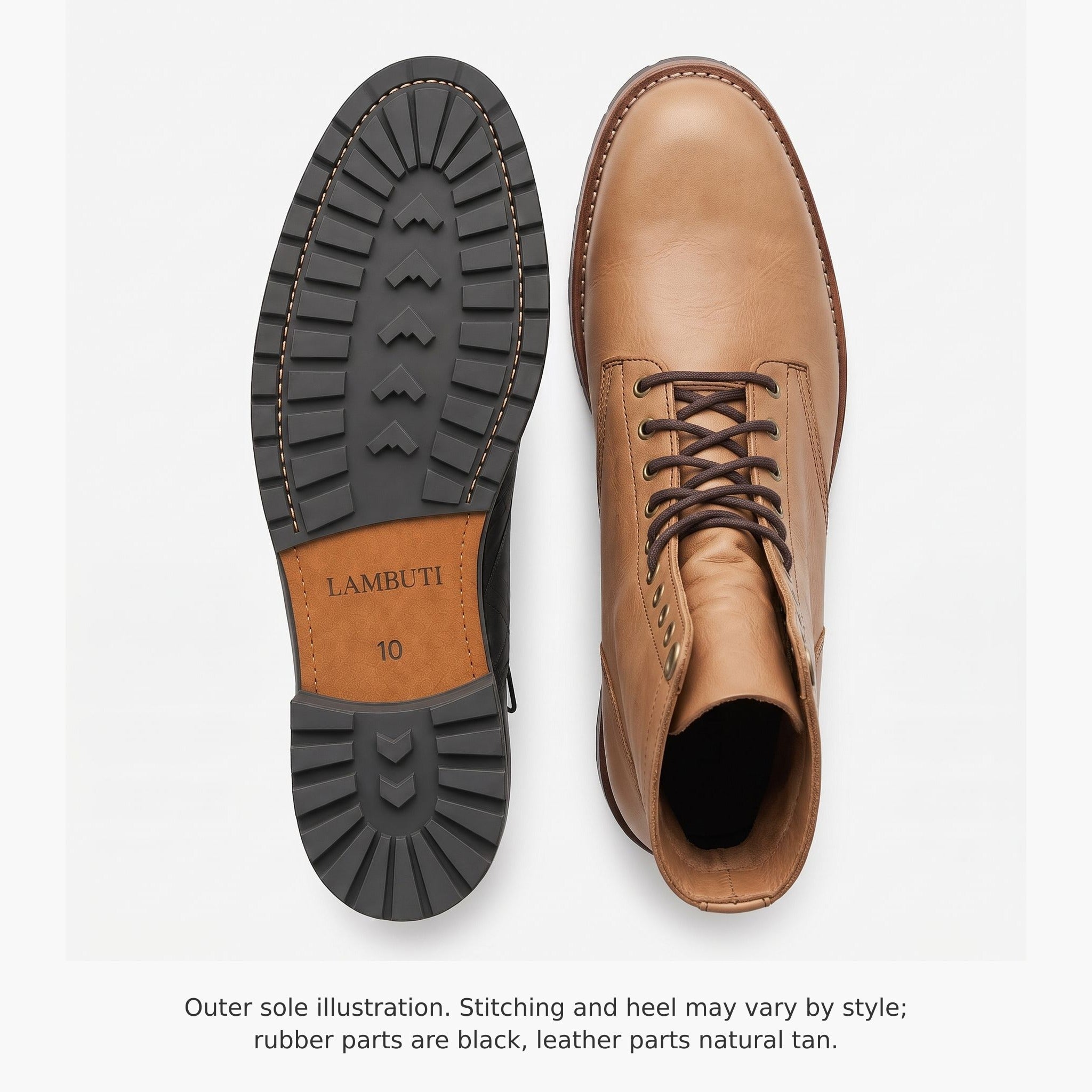 Men's Tan Plain-Toe Leather Combat Boots — Bickham
