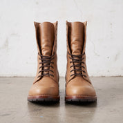 Men's Tan Plain-Toe Leather Combat Boots — Bickham