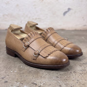 Men's Tan Plain-Toe Leather Double Monk Strap Shoes — Heytesbury — Heytesbury