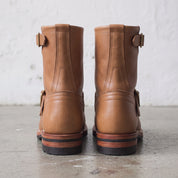 Men's Tan Plain-Toe Leather Biker Boots — Bolton