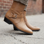 Men's Tan Plain-Toe Leather Jodhpur Boots — Blakenham