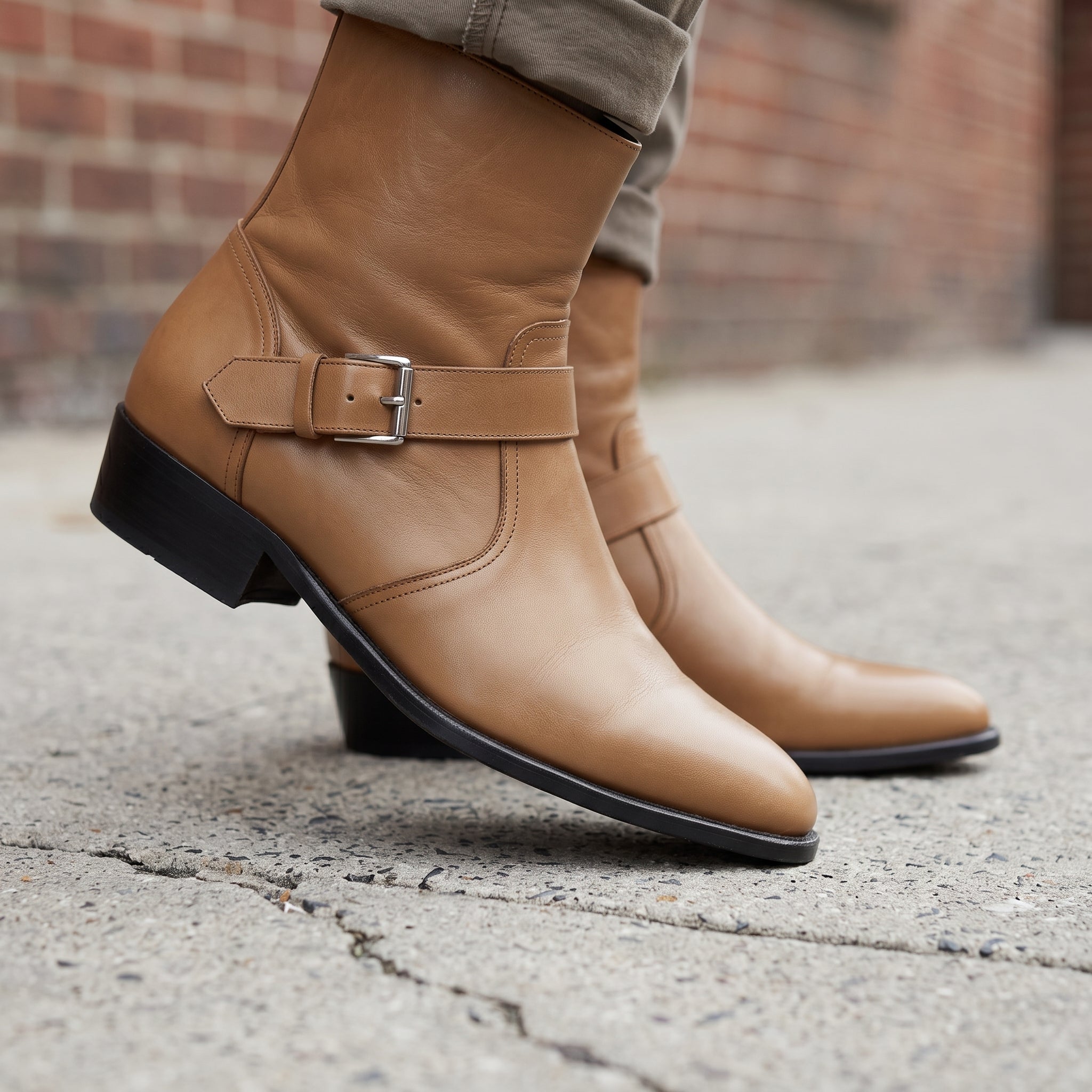 Men's Tan Plain-Toe Leather Jodhpur Boots — Blakenham