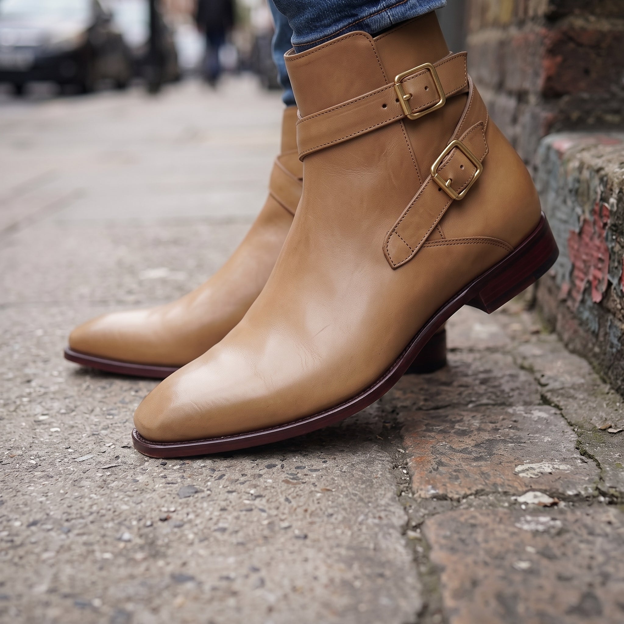 Men's Tan Plain-Toe Leather Jodhpur Boots — Irwin