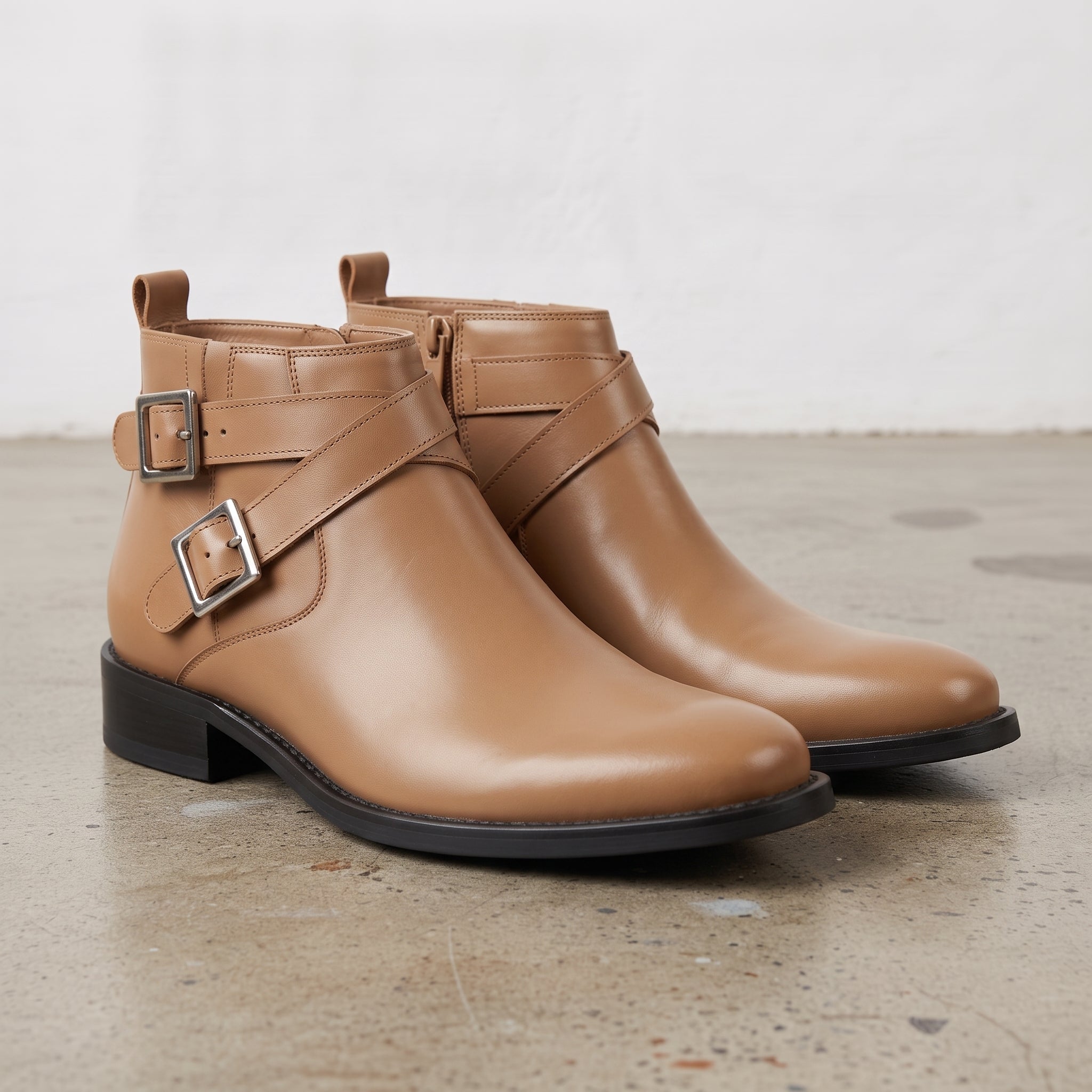 Men's Tan Plain-Toe Leather Jodhpur Boots — Pemberton