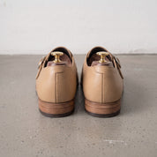 Men's Tan Plain-Toe Leather Monk Strap Shoes — Attley