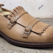 Men's Tan Plain-Toe Leather Double Monk Strap Shoes — Heytesbury — Heytesbury