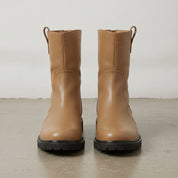 Men's Tan Plain-Toe Leather Pull-On Boots — Cawley