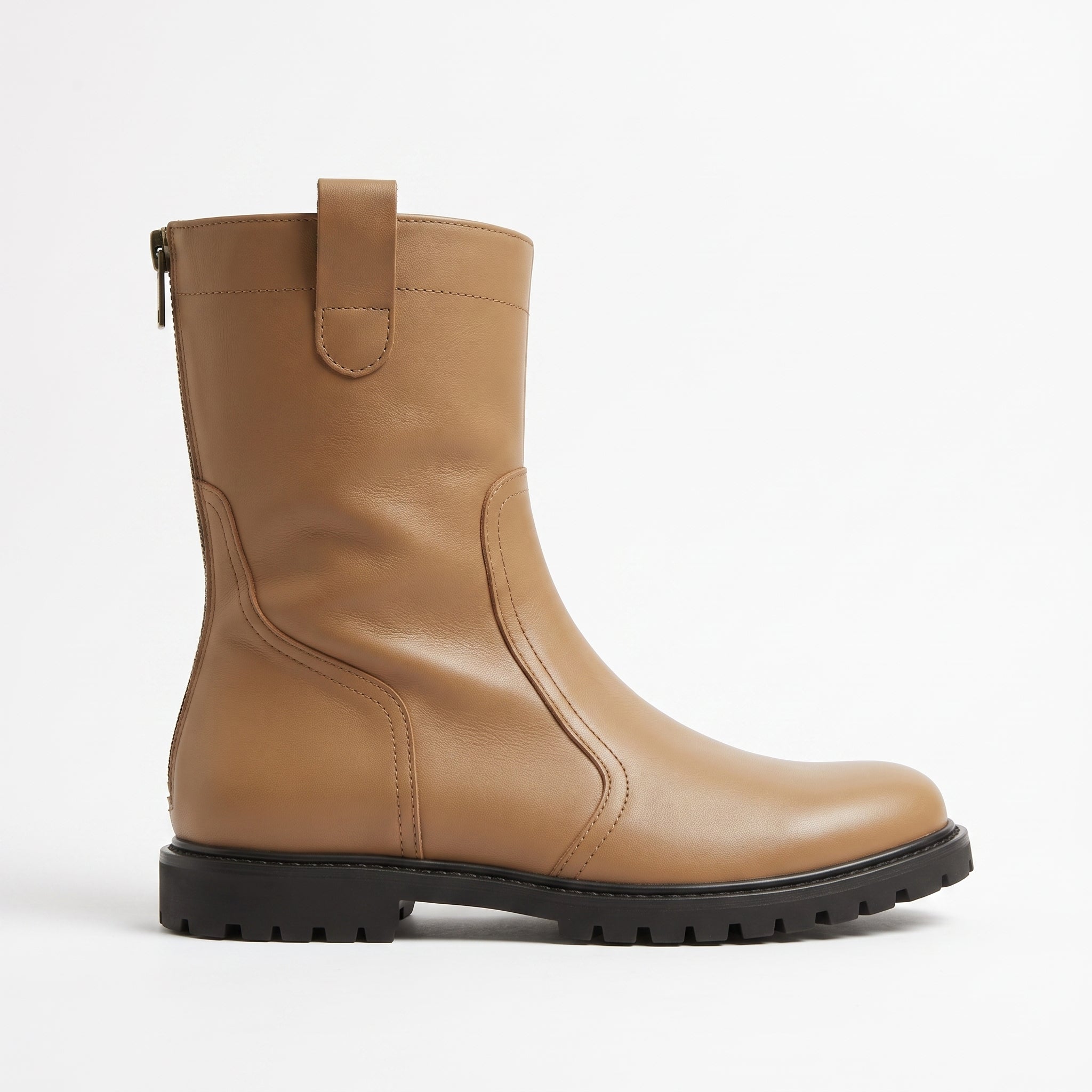 Men's Tan Plain-Toe Leather Pull-On Boots — Cawley