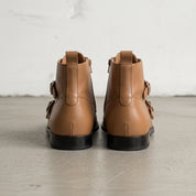 Men's Tan Leather Double Monk Ankle Boots — Fovant
